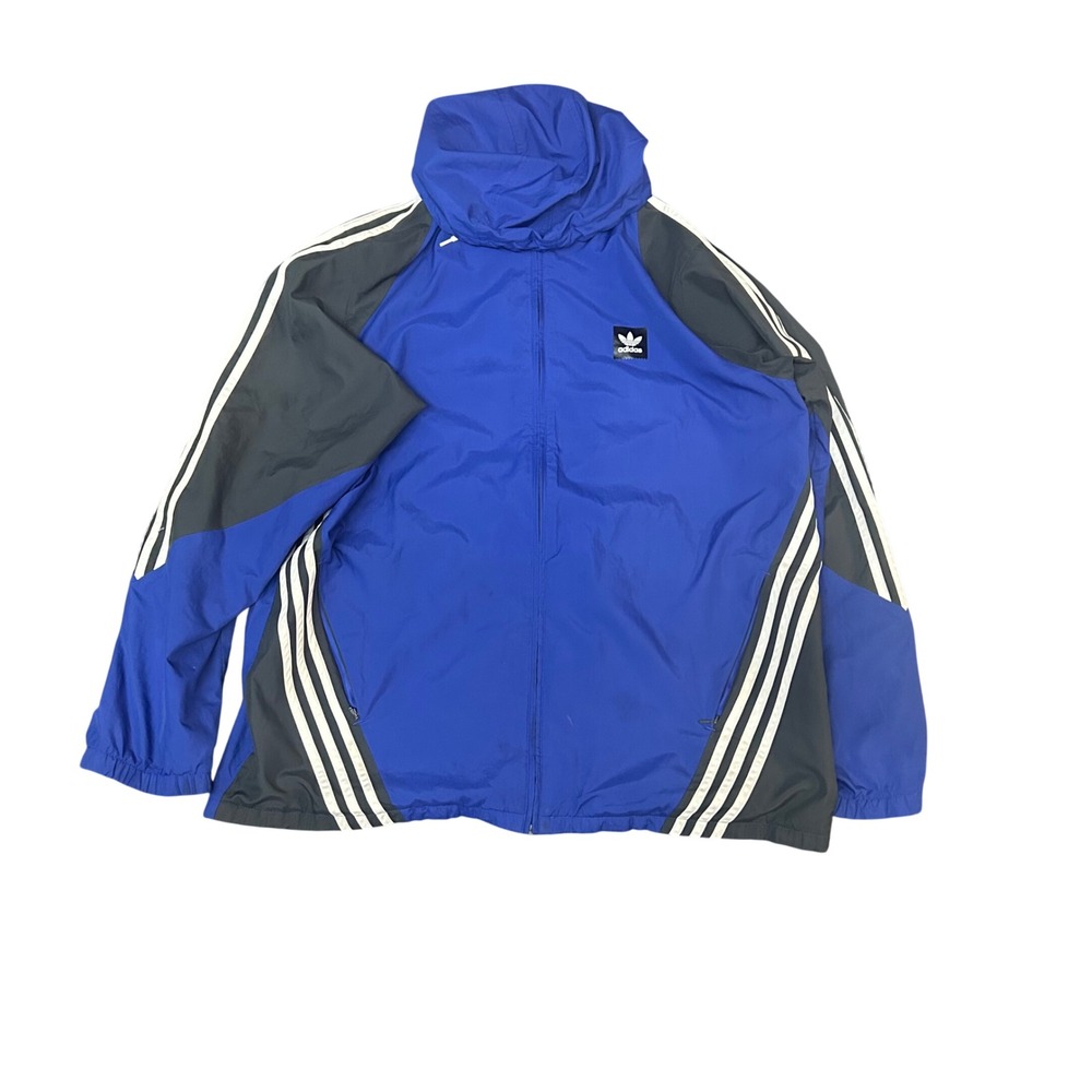 Adidas Originals Climalite Windbreaker Jacket Blue Grey Mens XL Hooded Trefoil